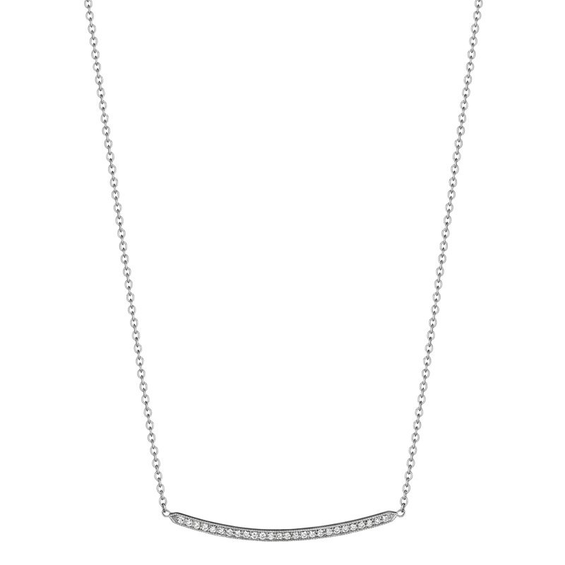 18k White Gold Curved Bar Necklace