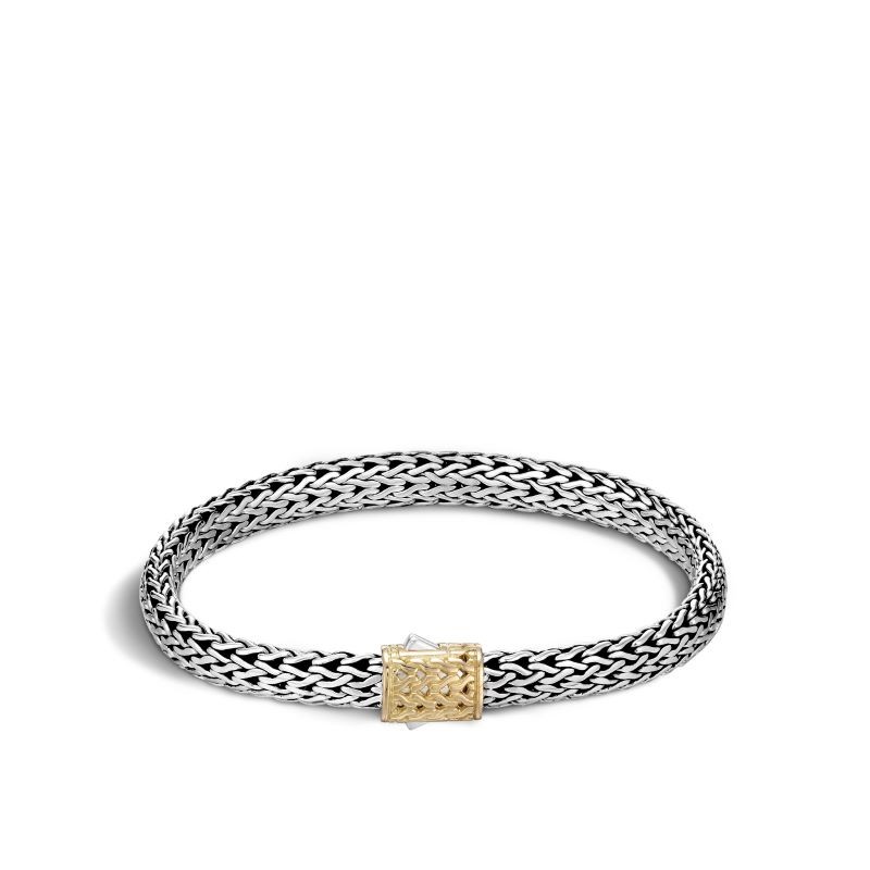 Silver and 18k Yellow Gold Small Gold Clasp Bracelet