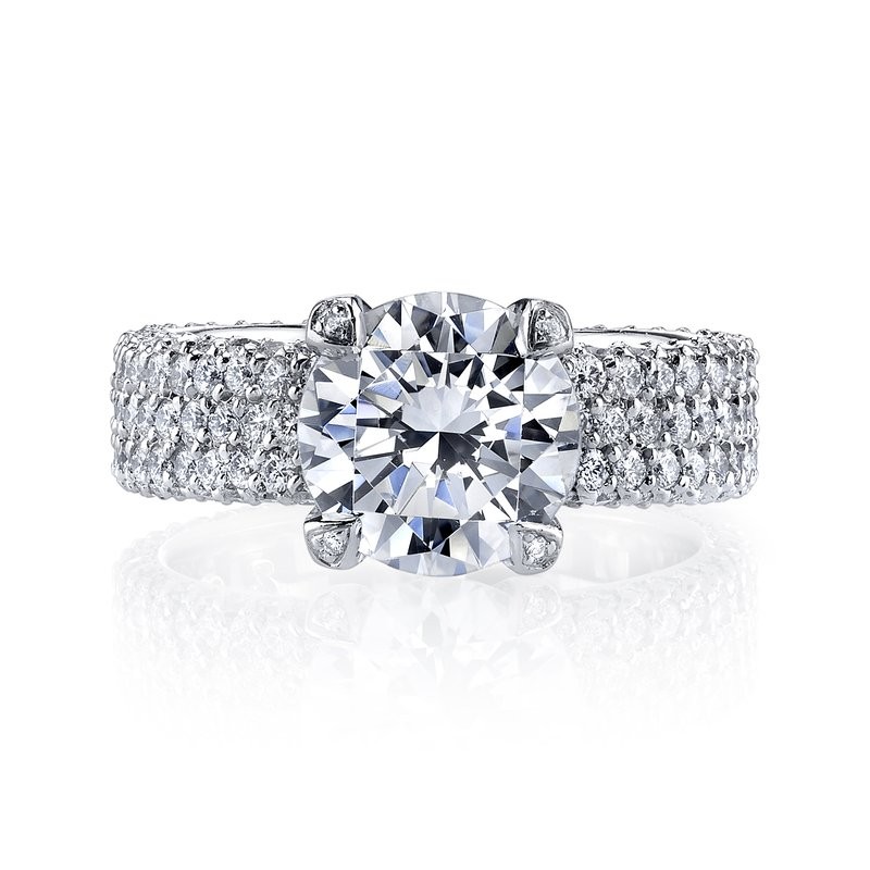 Platinum 3 Row Engagement Ring Mounting