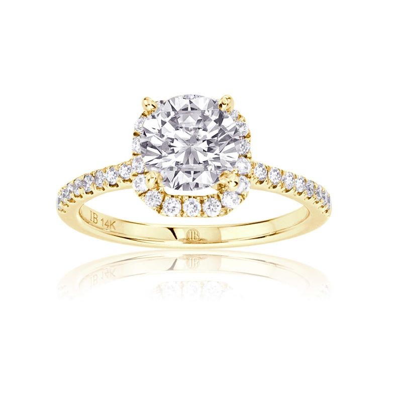14k Yellow Gold Halo Engagement Ring Mounting