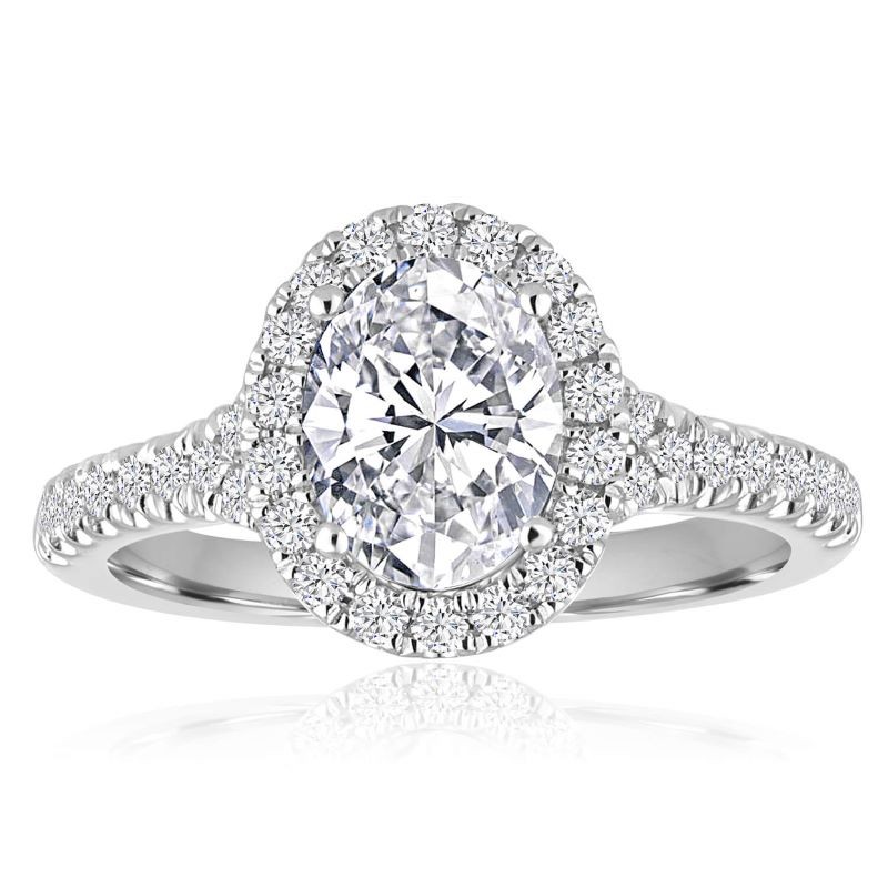 18k White Gold Oval Engagement Ring Mounting