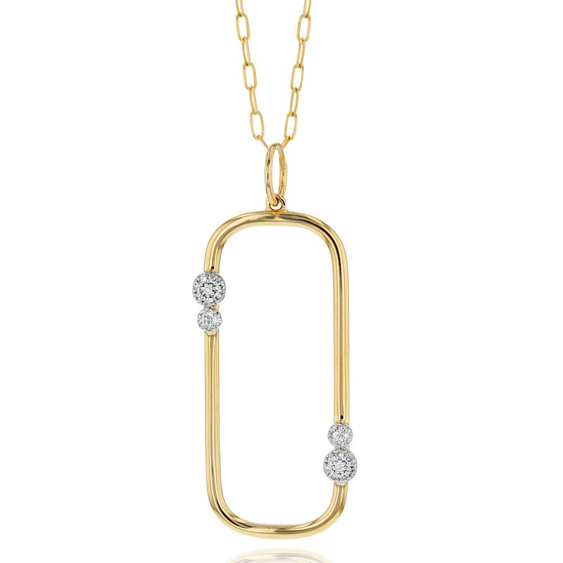 14k Yellow Gold Rectangle Infinity Necklace