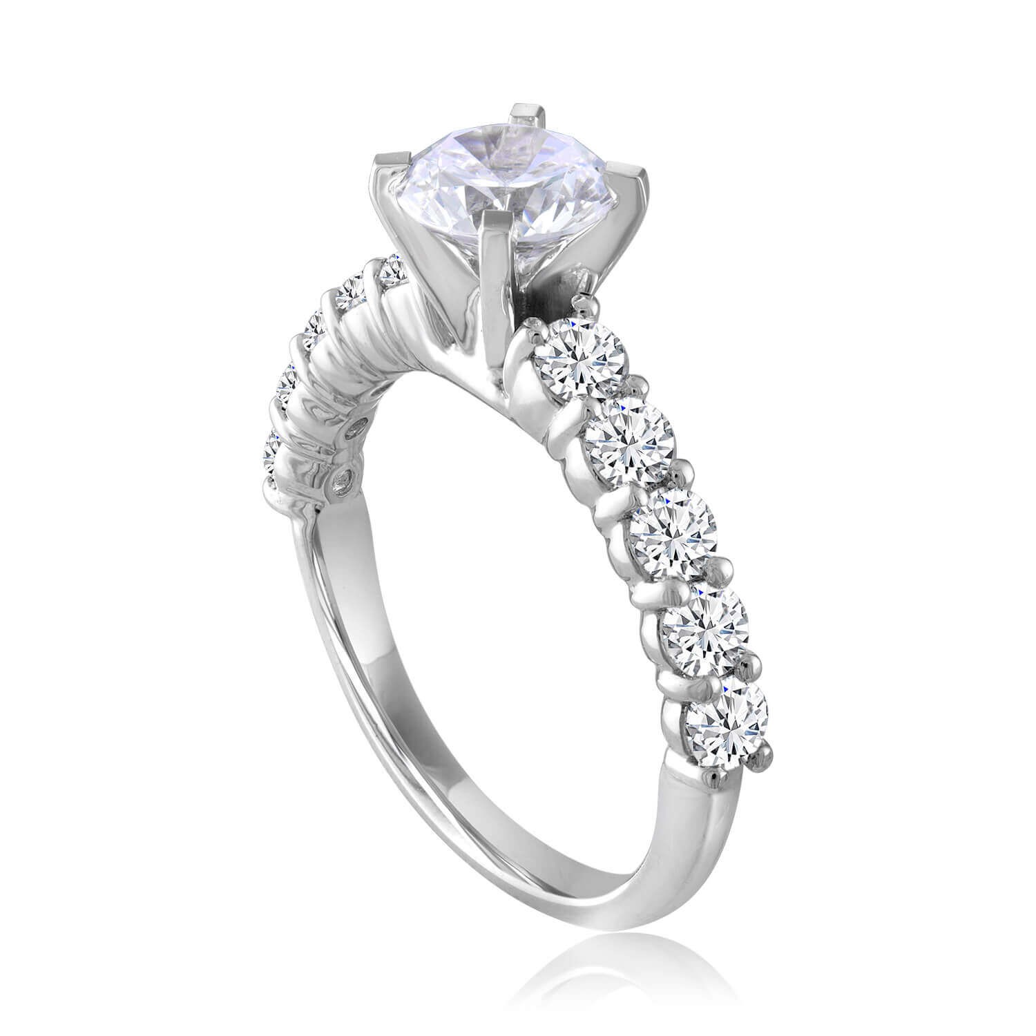 14k Shared Prong Engagement Ring Mounting