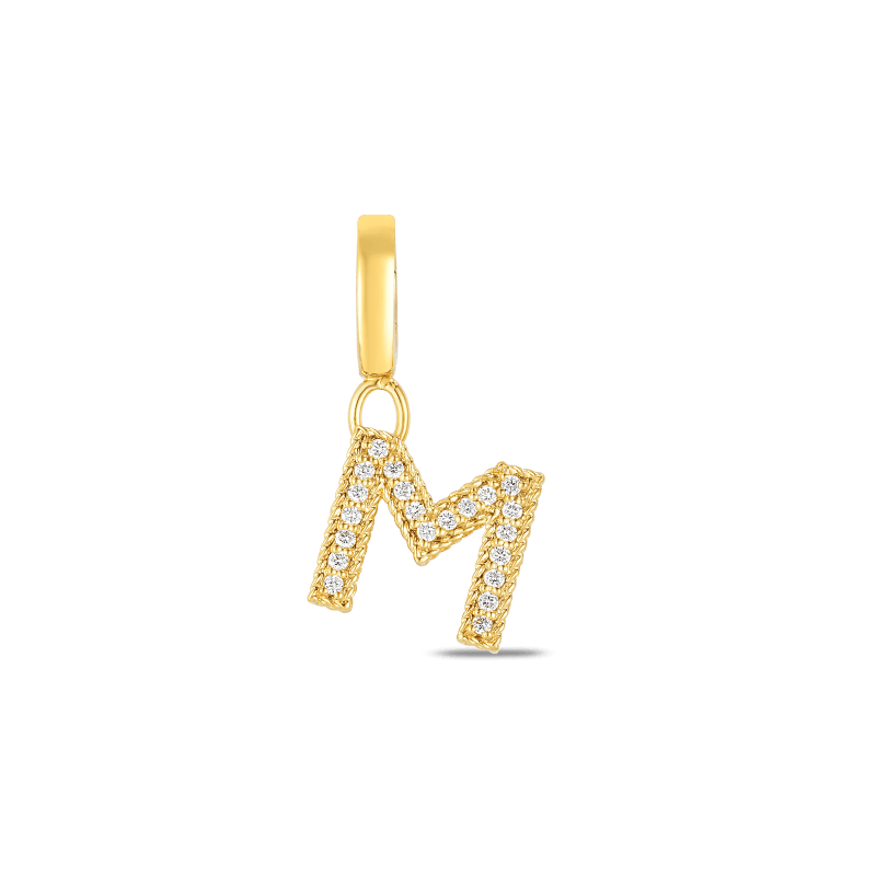 18k Yellow Gold Letter M Charm