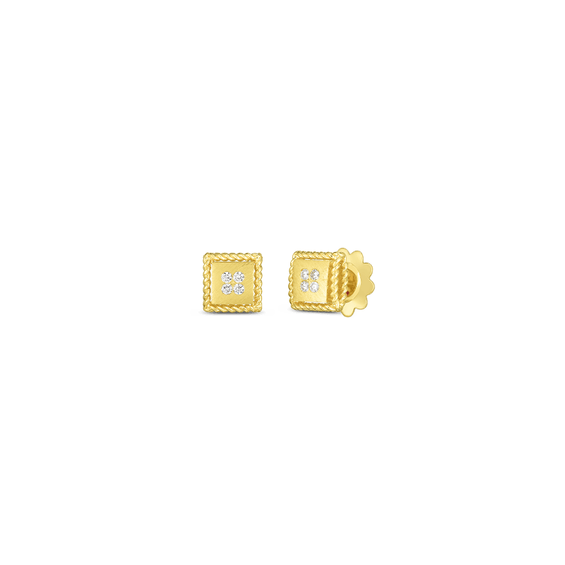 18k Yellow Gold Princess Diamond Square Earrings