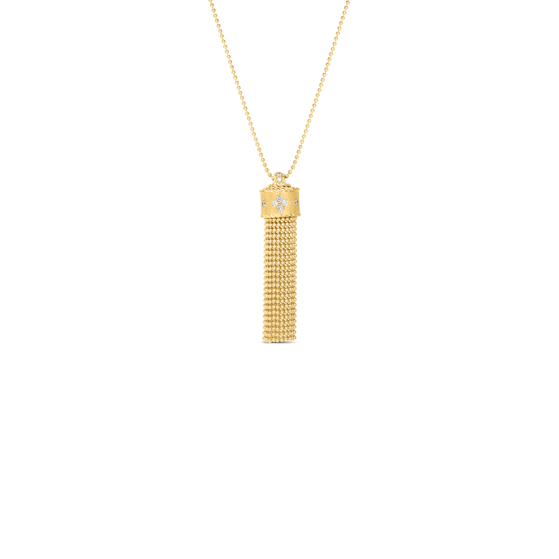 18k Yellow Gold Princess Tassel Diamond Necklace