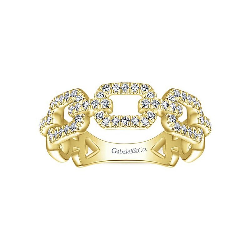 14k Yellow Gold Open Rectangle Stack Ring