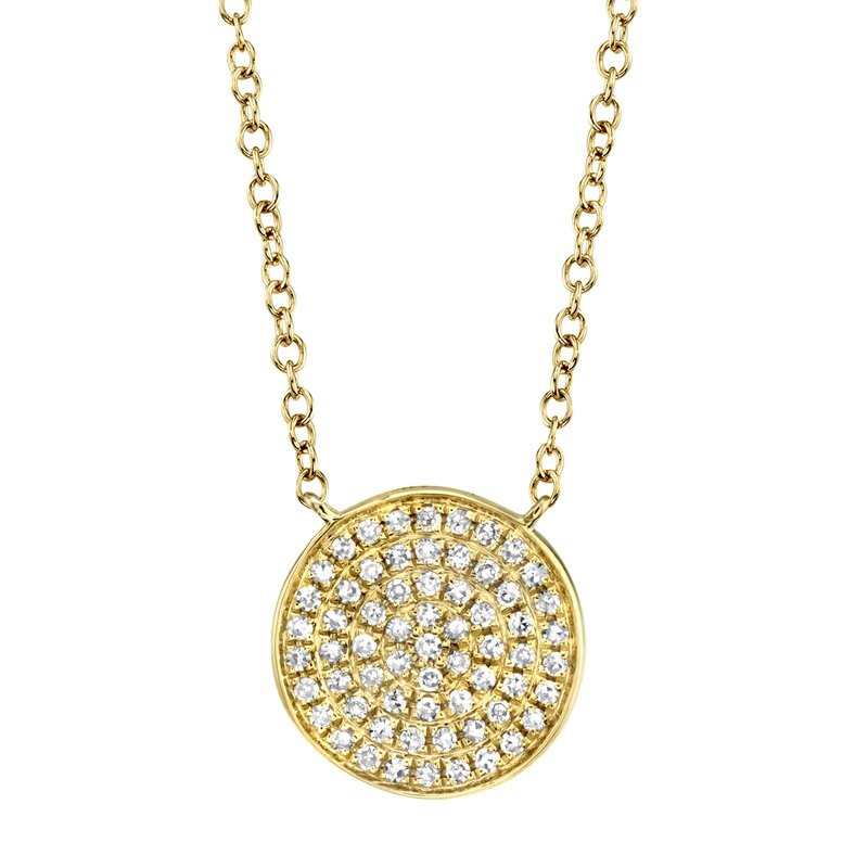 14k Yellow Gold Diamond Circle Necklace