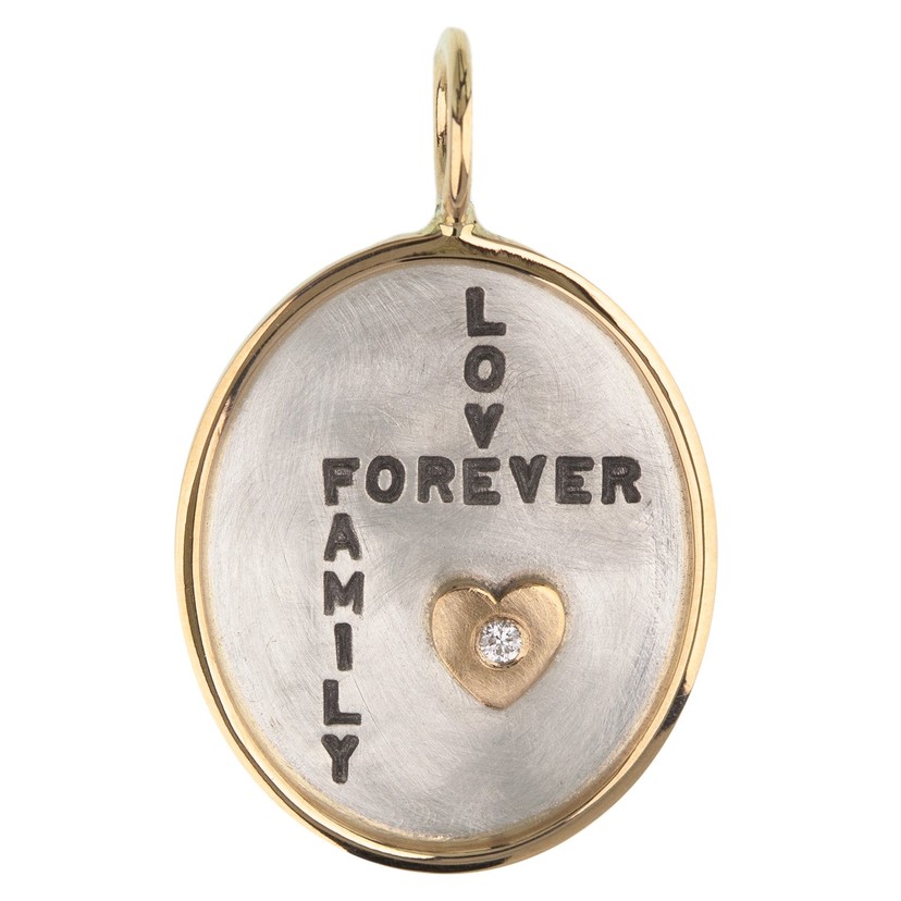 Silver and 14k Yellow Gold Love Forever Family Charm