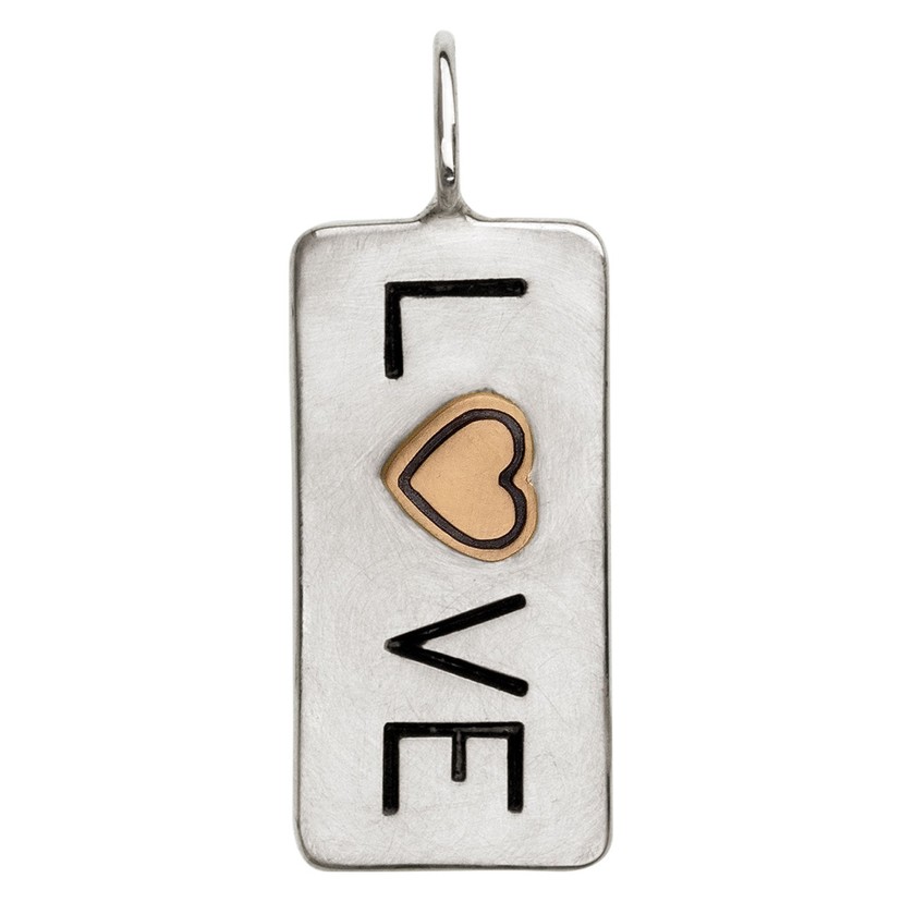 Silver and 14k Yellow Gold Love ID Tag Charm