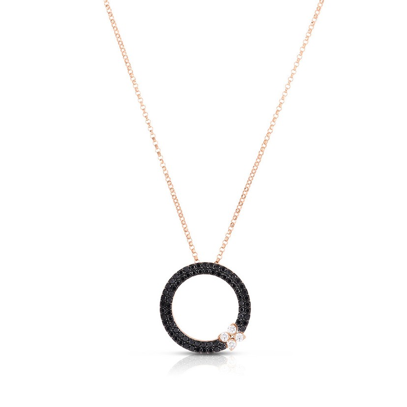 18k Rose Gold Love In Verona Black Diamond Necklace