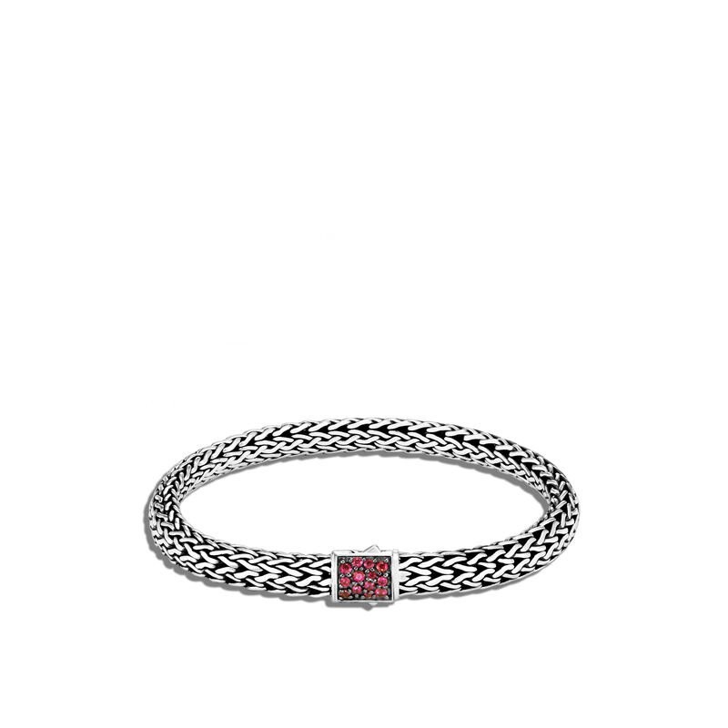 Silver Classic Chain Reversible Ruby Bracelet
