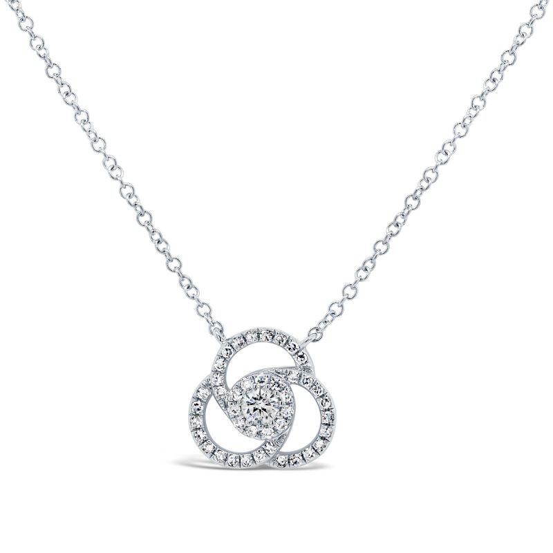 14k White Gold Diamond Love Knot Necklace