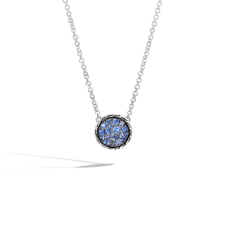 Silver Classic Chain Blue Sapphire Necklace