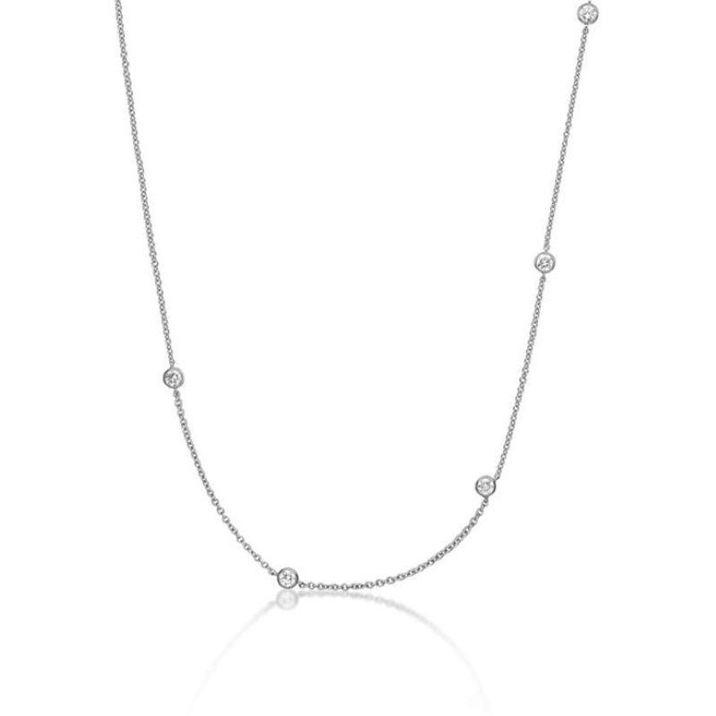 18k White Gold Dazzling By The Yard Diamond Necklace