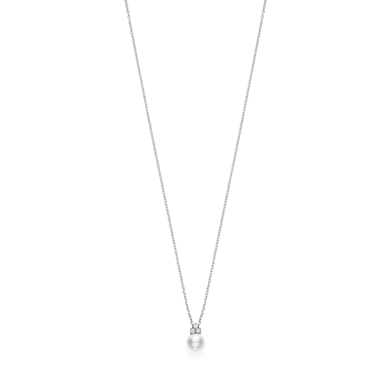 18k White Gold Akoya Pearl Diamond Necklace