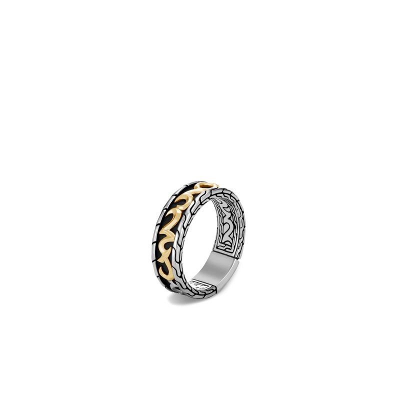 Sterling Silver and 18k Yellow Gold Chain Band Ring