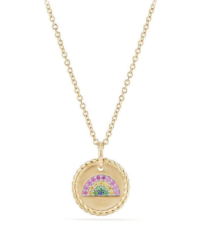 18k Yellow Gold Rainbow Disc Sapphire Necklace