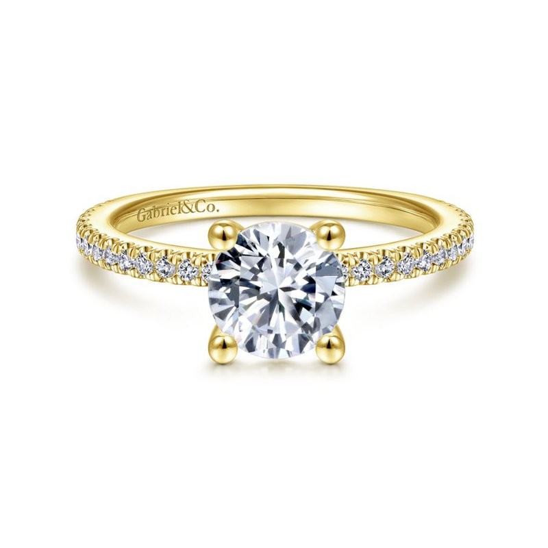 14k Yellow Gold Thin Diamond Engagement Ring Mounting