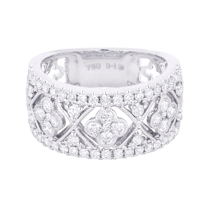 14k White Gold Wide Diamond Ring