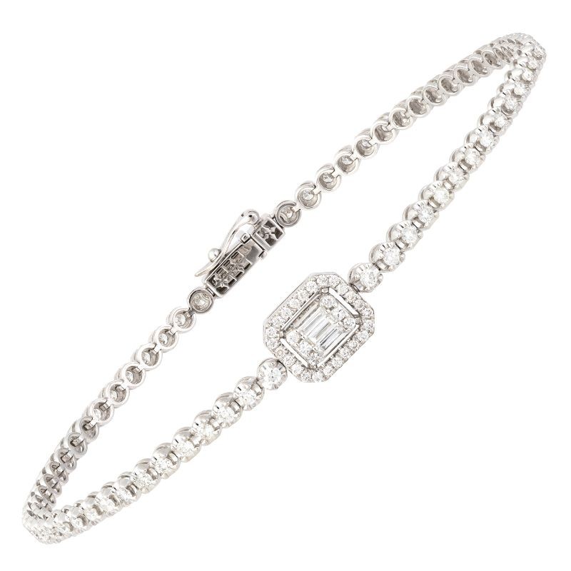 18k White Gold Diamond Illusion Tennis Bracelet