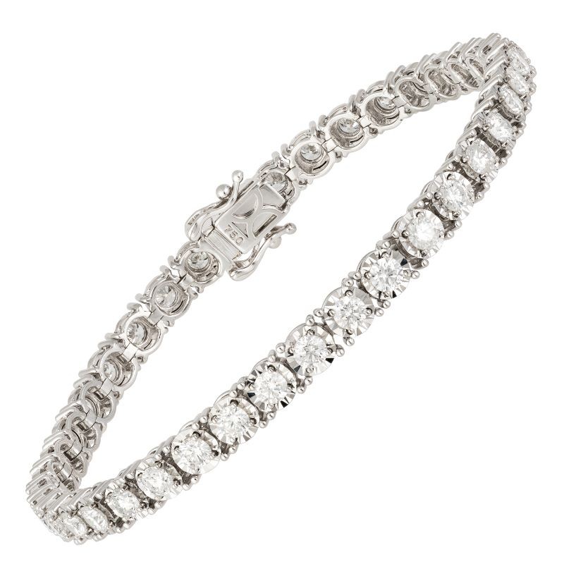 18k White Gold Diamond Illusion Tennis Bracelet