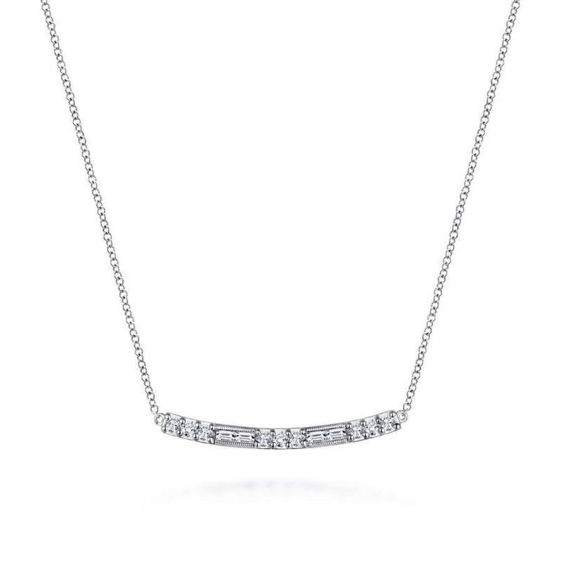 14k White Gold Lusso Diamond Baguette Necklace
