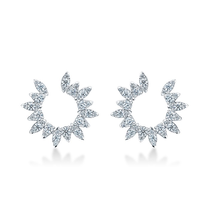 18k White Gold Aerial Sunburst Diamond Earrings