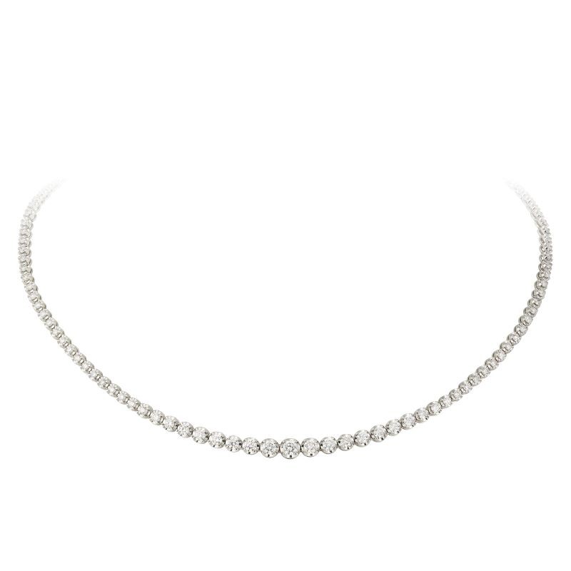 18k White Gold 4 Prong Set Diamond Tennis Necklace