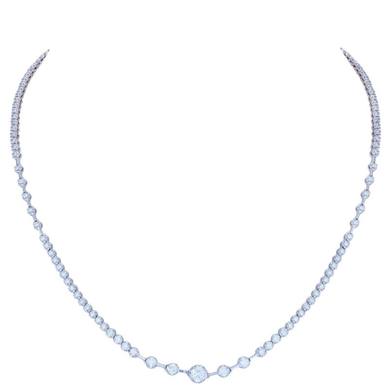 18k White Gold Diamond Tennis Link Necklace