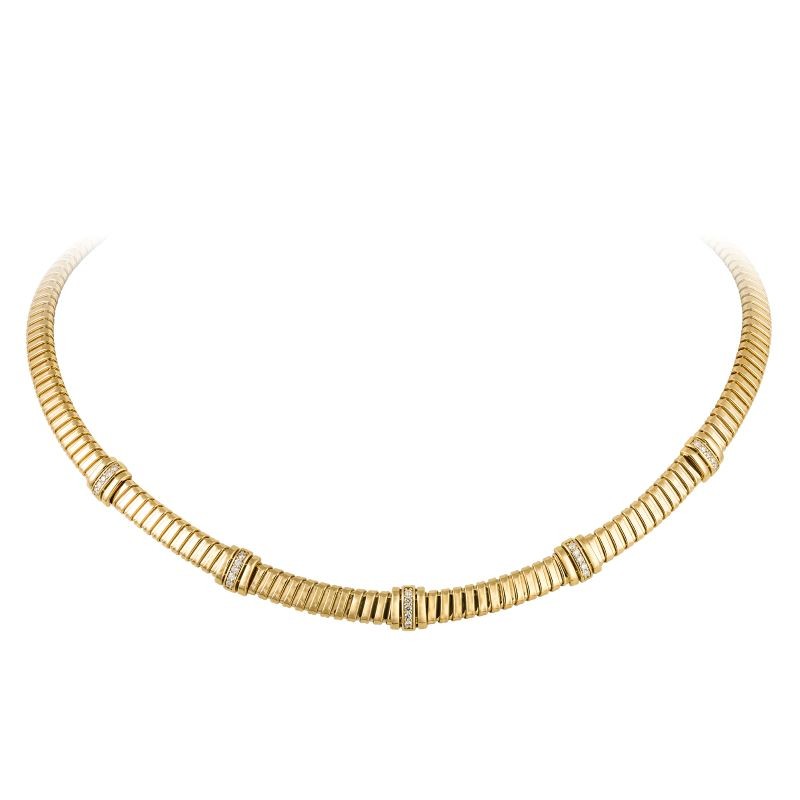 18k Yellow Gold Corrugated Flex Necklace