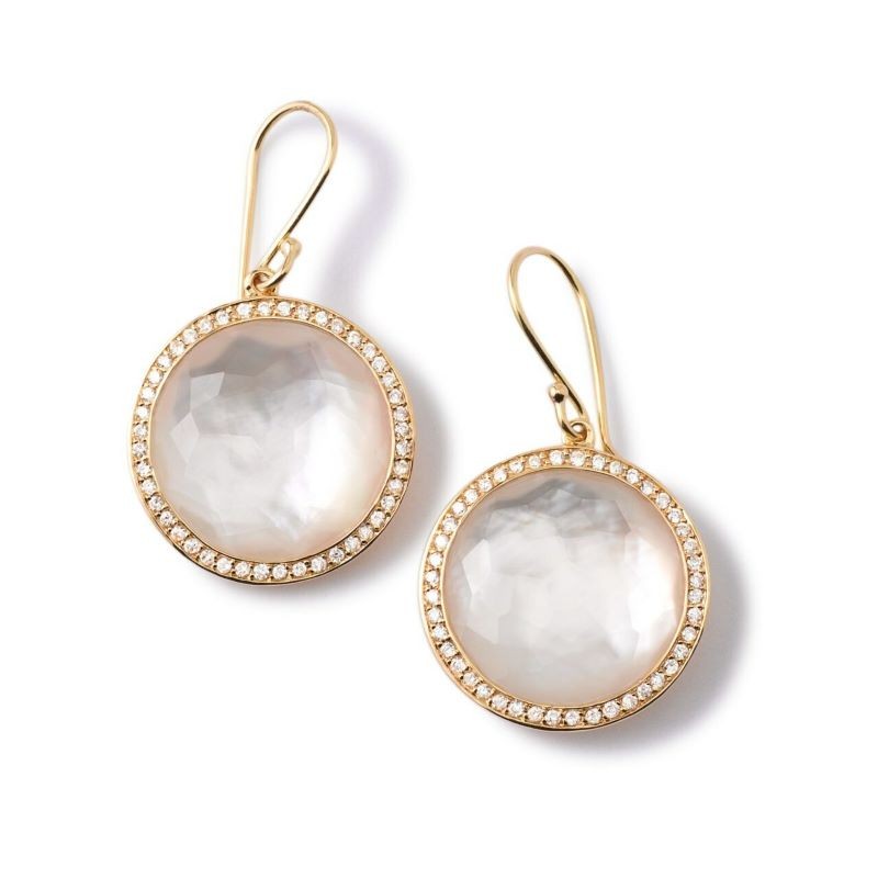18k Yellow Gold Large Mother of Pearl Earrings