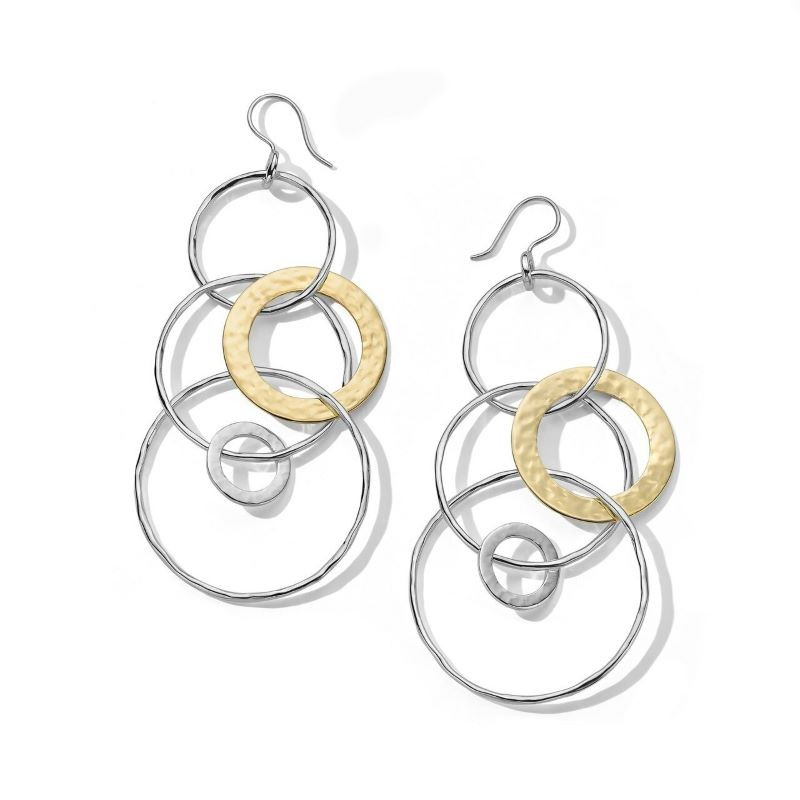 Silver and 18k Yellow Gold Interlocking Circle Earrings