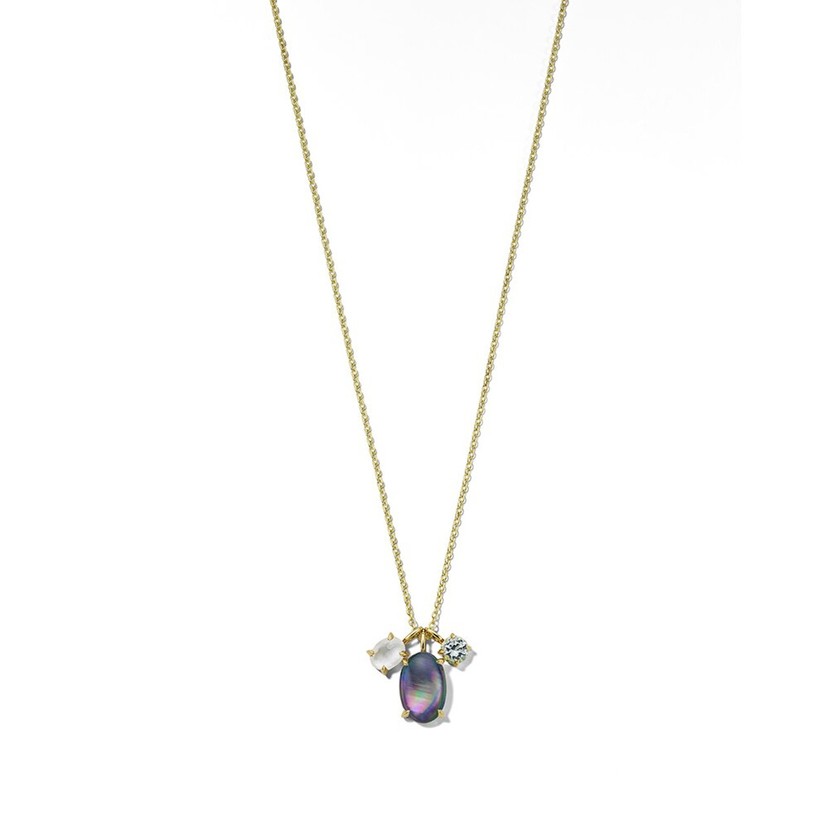 3 Stone Pendant Necklace in 18K Gold