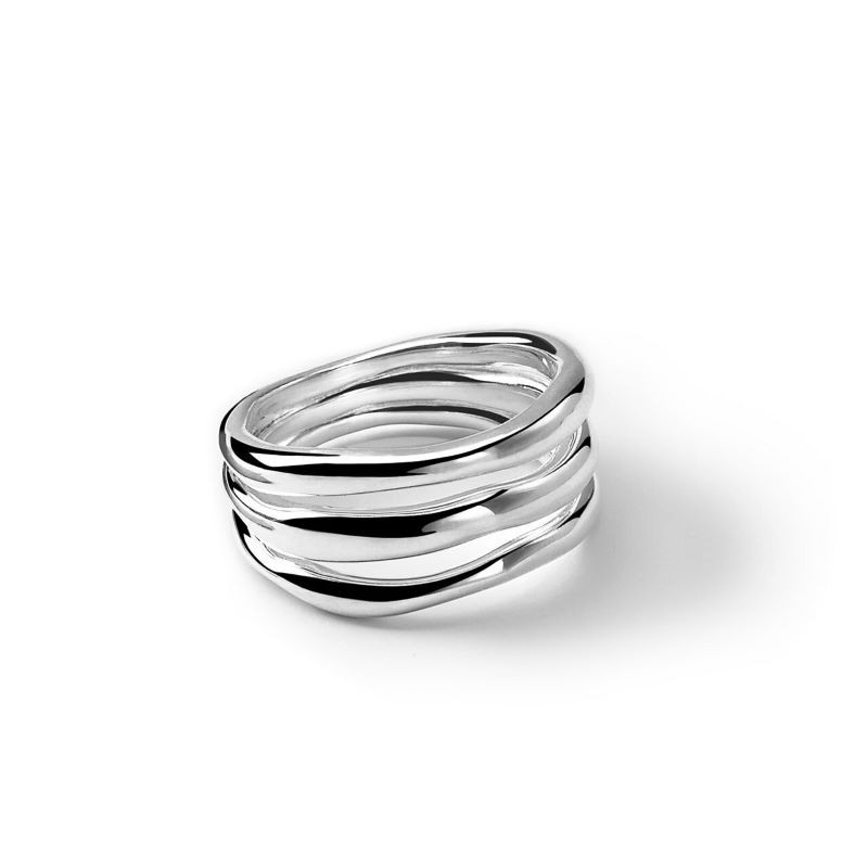 Silver Classico 3 Row Polished Squiggle Ring