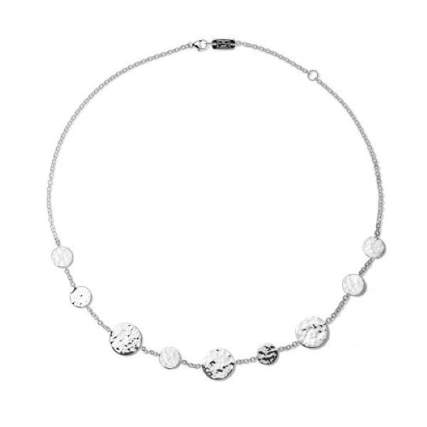 Silver Classico Crinkle Hammered Circle Station Necklace