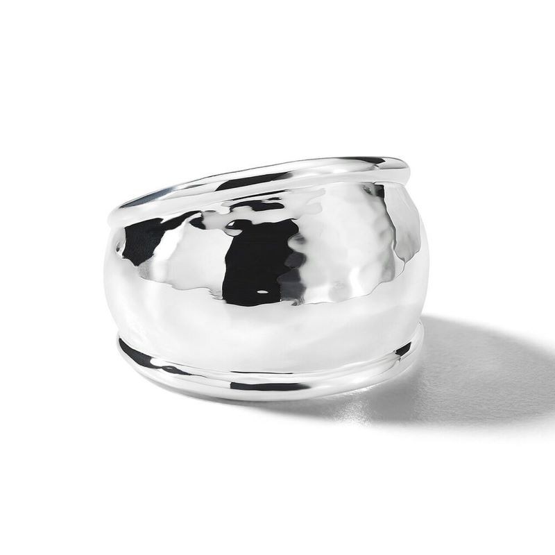 Silver Classico Crinkle Hammered Dome Ring