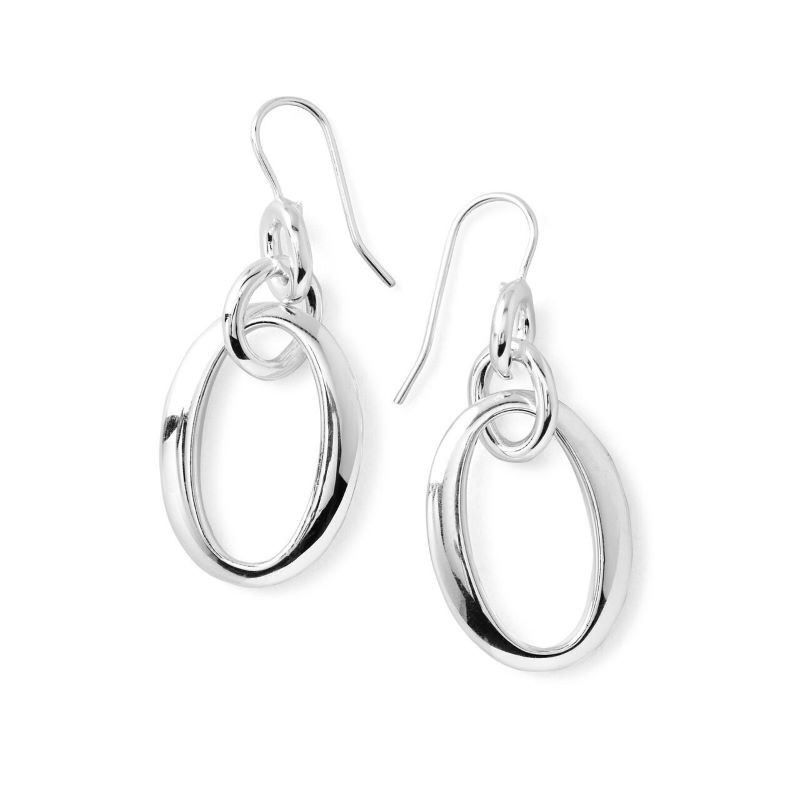 Silver Classico Oval Drop Earrings