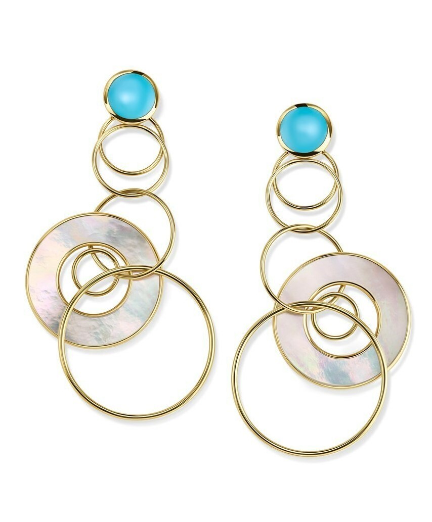 18k Yellow Gold Turquoise Mother of Pearl Earrings