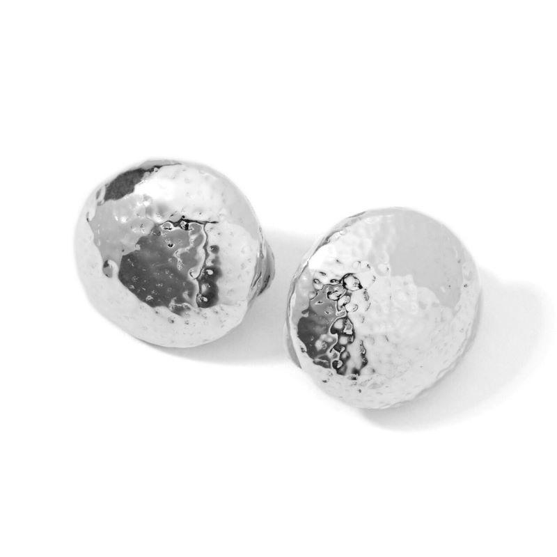 Silver Classico Electroform Button Clip Earrings
