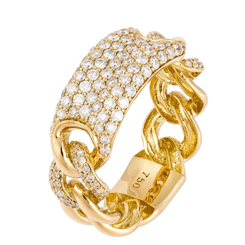 18k Yellow Gold Concave Curb Link Ring