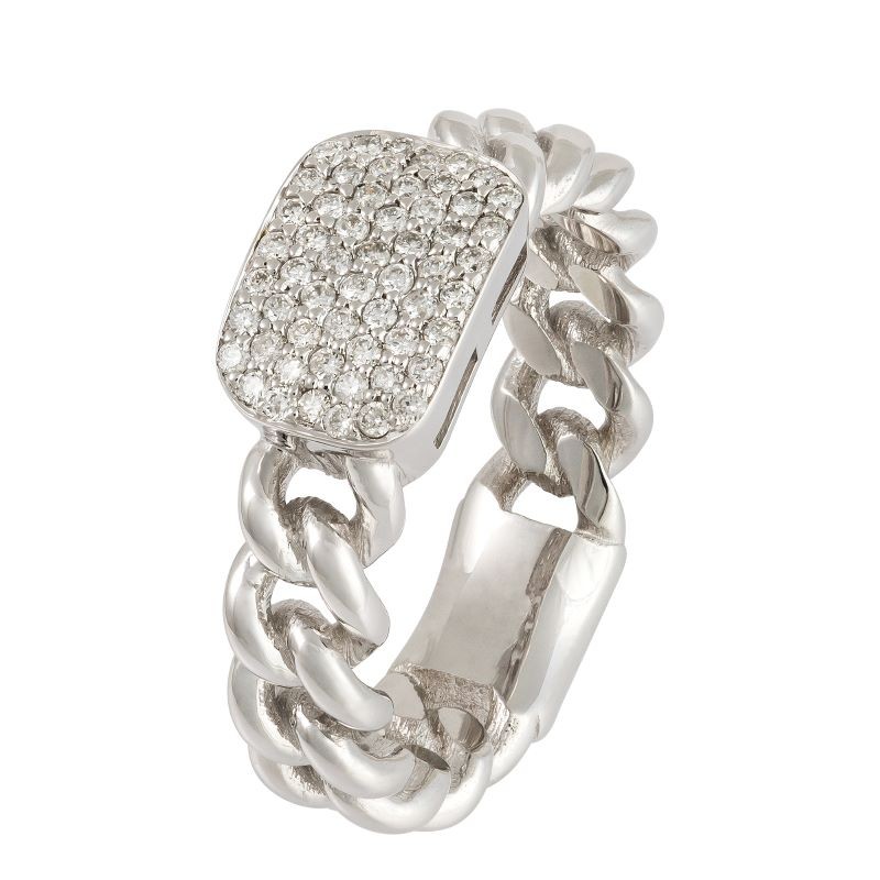 18k White Gold Curb Link Ring