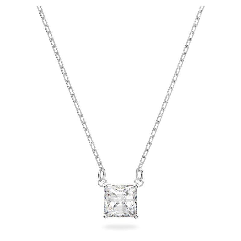 Attract Square Cut White Crystal Necklace