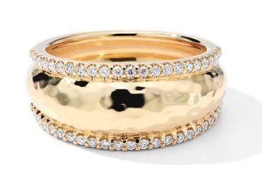 Thin Goddess Dome Ring in 18K Gold with Diamonds