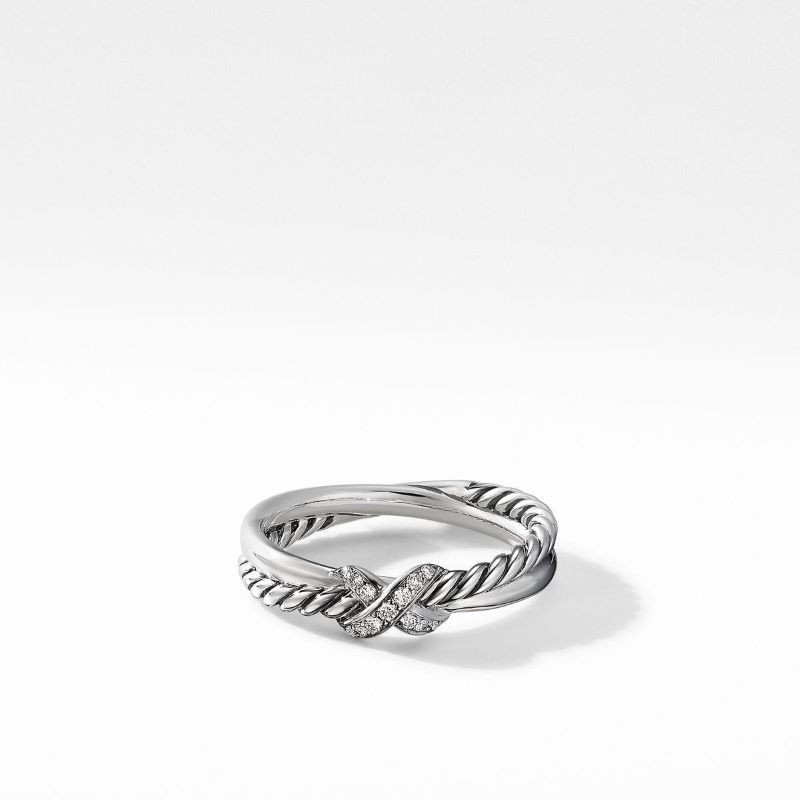Sterling Silver Petite Diamond Crossover Ring