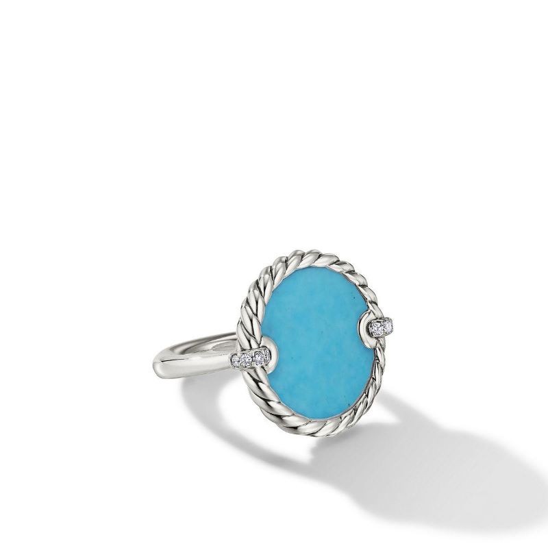 Sterling Silver Elements Disc Turquoise Loop Ring
