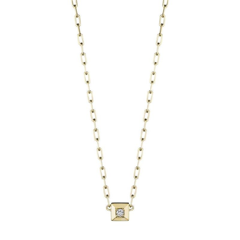 18k Yellow Gold Square Beveled Paperclip Necklace