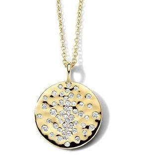 Crinkle Pendant Necklace in 18K Gold with Diamonds