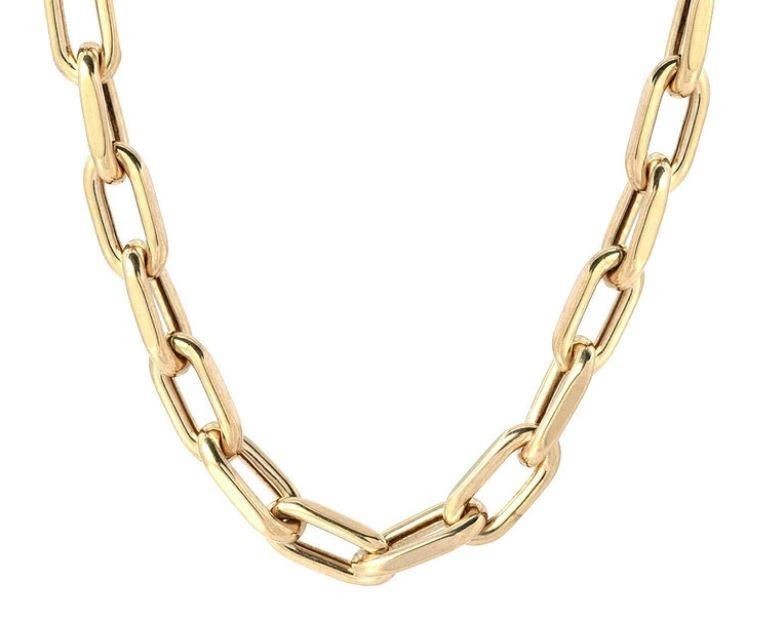 18k Yellow Gold Oval Link Chain Necklace