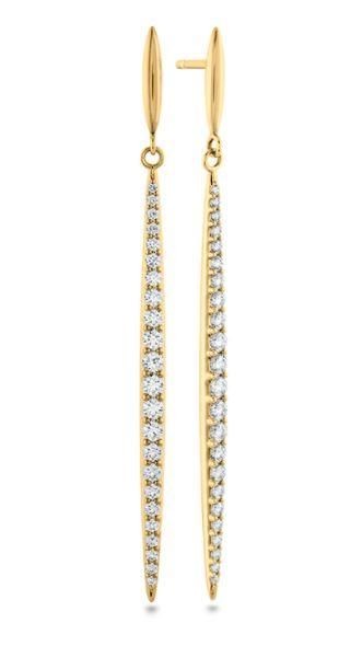 18k Yellow Gold Classic Stiletto Diamond Drop Earrings